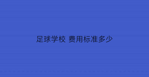 足球学校费用标准多少(足球学校费用标准多少钱一个)